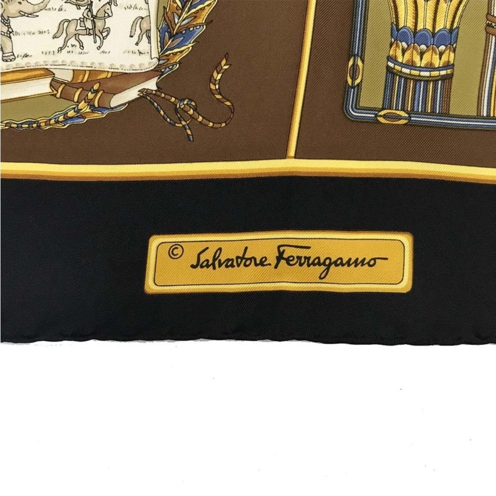 Ferragamo Silk Brown and Black Animal Print Scarf - Picture 8 of 8